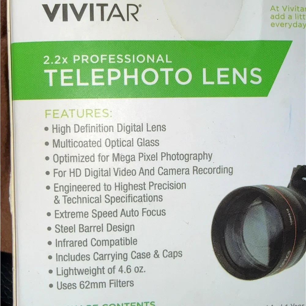 Hi-Def 2.2x Telephoto Lens For Vivitar digital camera  58mm